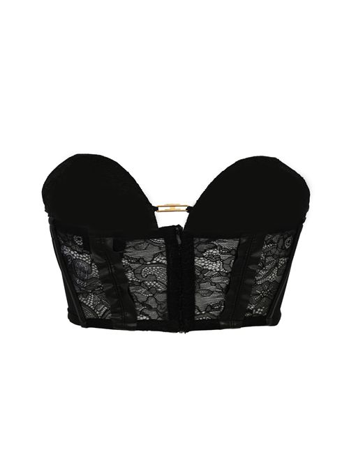 Top bustier in pizzo floreale con logo gioiello Elisabetta Franchi | RG00257E2110